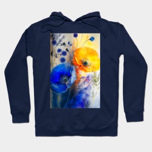 Bright poppies in watercolour Hoodie